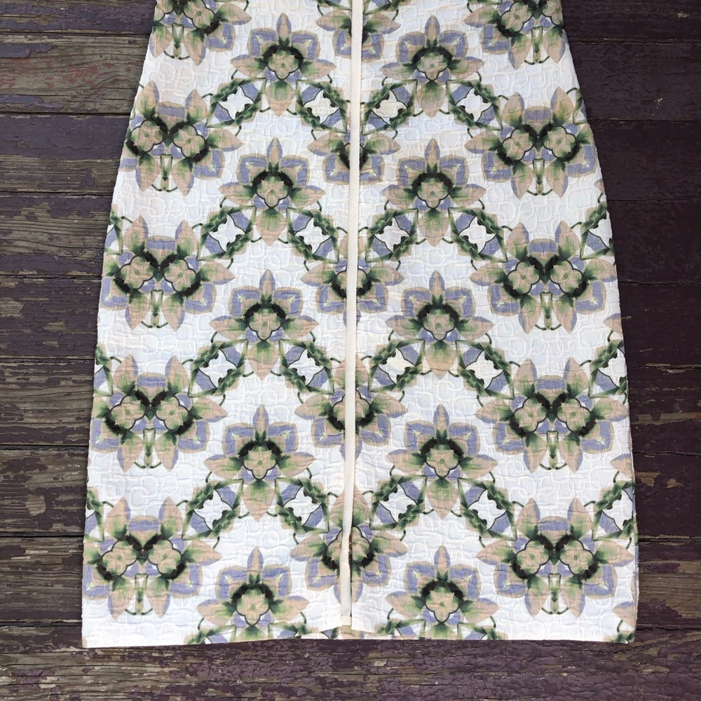 Schumacher Textured Sheath Dress Size 8 Cap Sleeve Abstract Floral German Silk - Picture 14 of 16